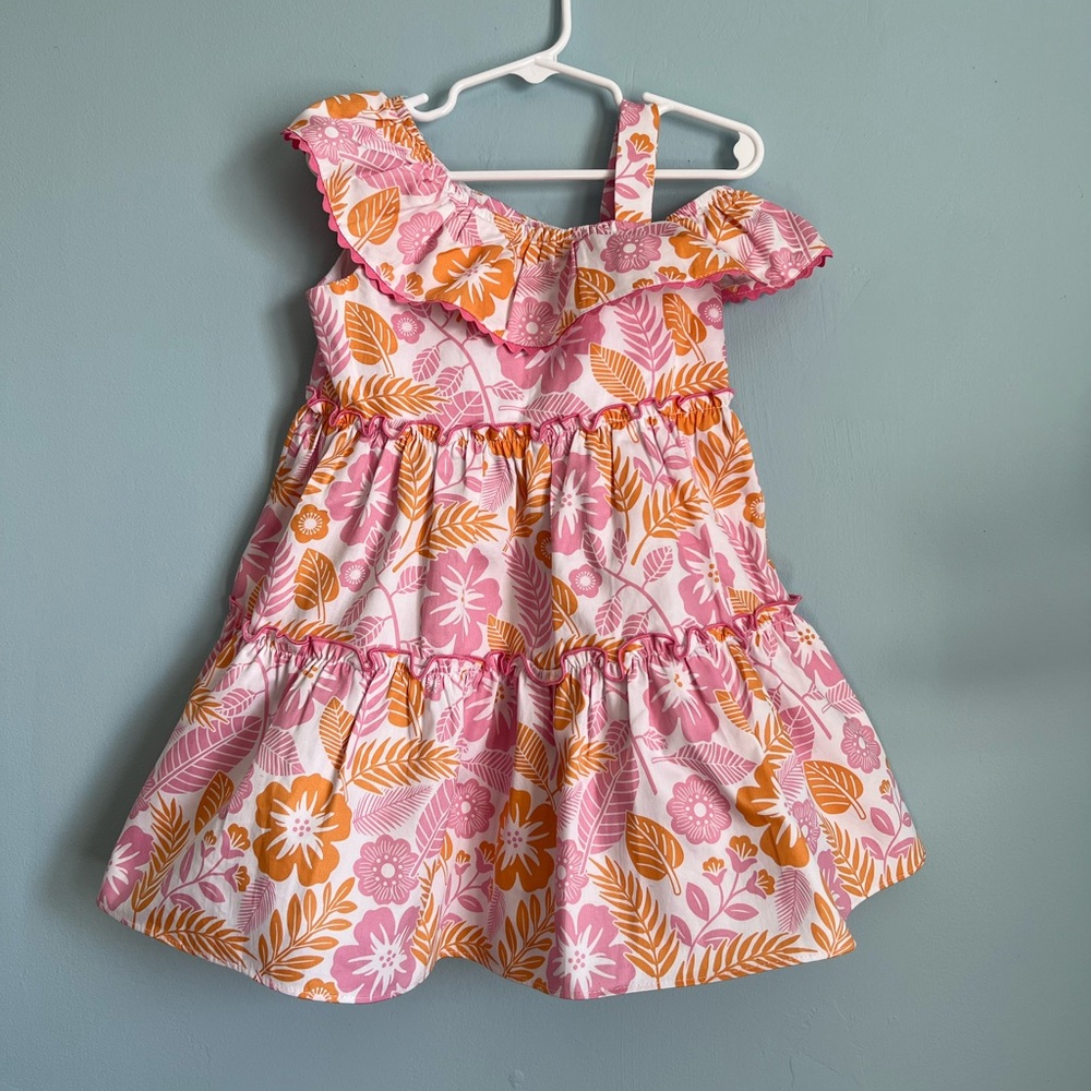 Good Lad Pink & Orange Floral Ruffle Dress